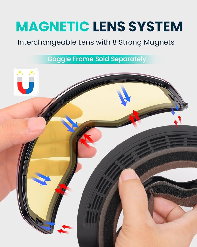 Snower Adults Ski Goggles Replacement Lens With UV Protection and Anti-Fog Treatment - Image 2